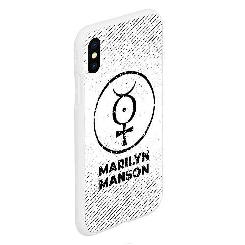 Чехол iPhone XS Max матовый Marilyn Manson с потертостями на светлом фоне / 3D-Белый – фото 2