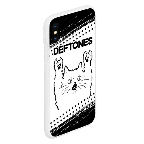 Чехол iPhone XS Max матовый Deftones рок кот на светлом фоне / 3D-Белый – фото 2