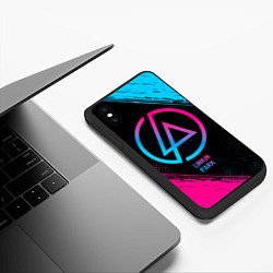 Чехол iPhone XS Max матовый Linkin Park - neon gradient, цвет: 3D-черный — фото 2