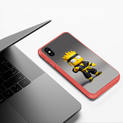 Чехол iPhone XS Max матовый Bart Simpson - ninja - Japan, цвет: 3D-красный — фото 2