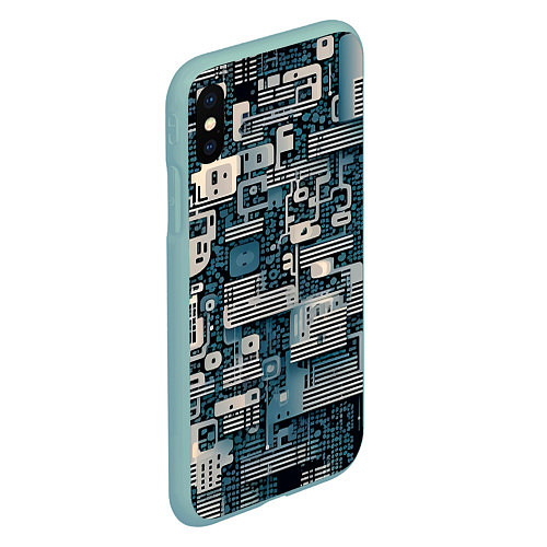 Чехол iPhone XS Max матовый Механическая конструкция паттерн / 3D-Мятный – фото 2