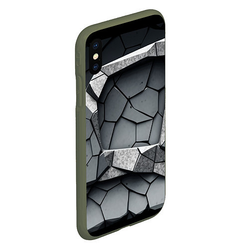 Чехол iPhone XS Max матовый Каменная конструкция паттерн / 3D-Темно-зеленый – фото 2