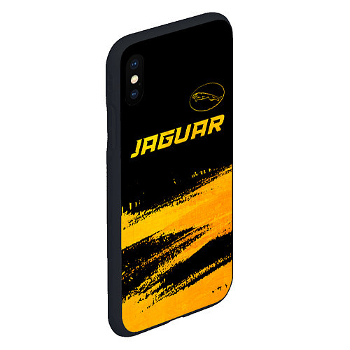 Чехол iPhone XS Max матовый Jaguar - gold gradient: символ сверху / 3D-Черный – фото 2