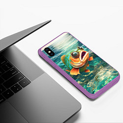 Чехол iPhone XS Max матовый Рыба карп, цвет: 3D-фиолетовый — фото 2