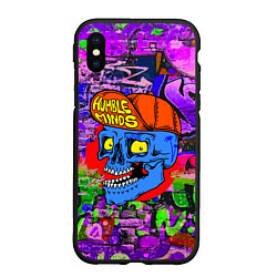 Чехол iPhone XS Max матовый Humble minds - skull - graffiti, цвет: 3D-черный
