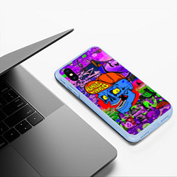 Чехол iPhone XS Max матовый Humble minds - skull - graffiti, цвет: 3D-голубой — фото 2
