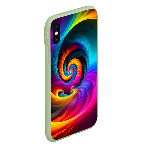 Чехол iPhone XS Max матовый Радужная воронка / 3D-Салатовый – фото 2