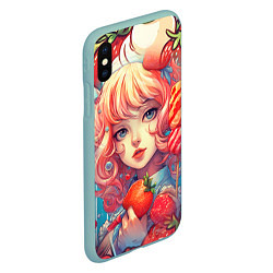 Чехол iPhone XS Max матовый Клубничная девушка, цвет: 3D-мятный — фото 2