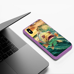 Чехол iPhone XS Max матовый Большой золотой карп, цвет: 3D-фиолетовый — фото 2
