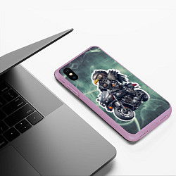 Чехол iPhone XS Max матовый Стальной орёл байкер, цвет: 3D-сиреневый — фото 2