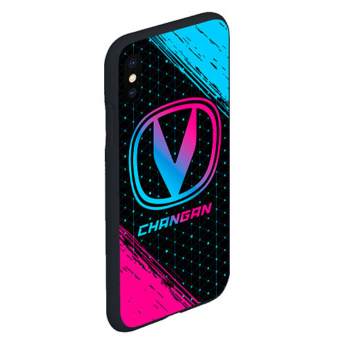 Чехол iPhone XS Max матовый Changan - neon gradient / 3D-Черный – фото 2