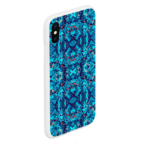 Чехол iPhone XS Max матовый Синий калейдоскоп / 3D-Белый – фото 2