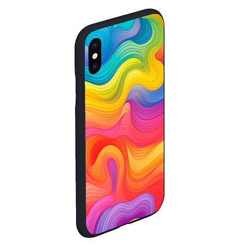 Чехол iPhone XS Max матовый Красочные разливы / 3D-Черный – фото 2