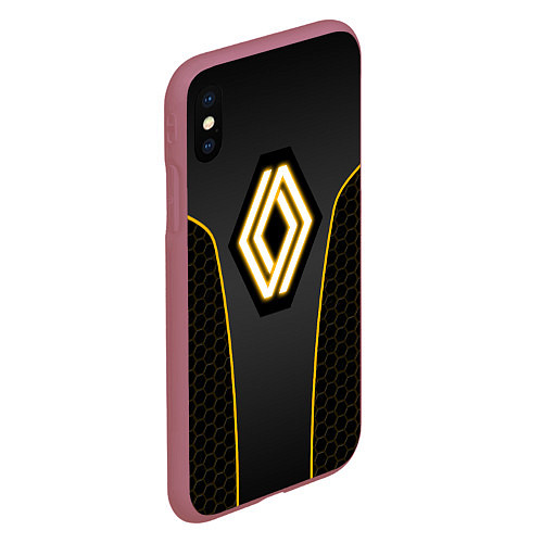 Чехол iPhone XS Max матовый Renault - неоновый желтый / 3D-Малиновый – фото 2