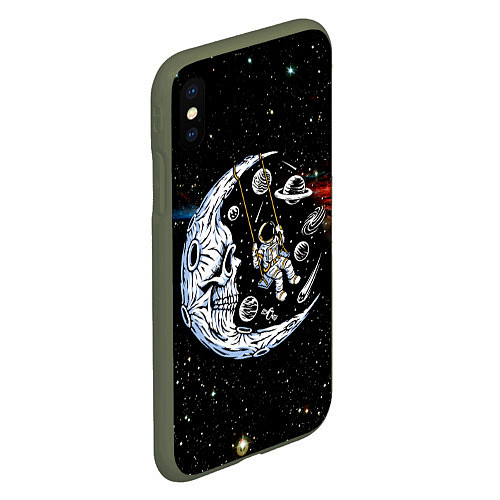 Чехол iPhone XS Max матовый Космические качели - череп / 3D-Темно-зеленый – фото 2