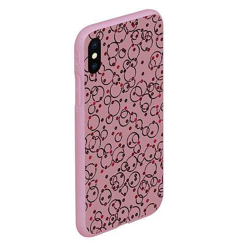 Чехол iPhone XS Max матовый Абстракция круги розовый / 3D-Розовый – фото 2