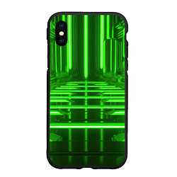 Чехол iPhone XS Max матовый Зеленые световые объекты, цвет: 3D-черный