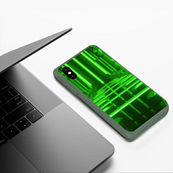 Чехол iPhone XS Max матовый Зеленые световые объекты, цвет: 3D-темно-зеленый — фото 2