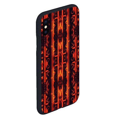 Чехол iPhone XS Max матовый Контрастный огненный киберпанк / 3D-Черный – фото 2