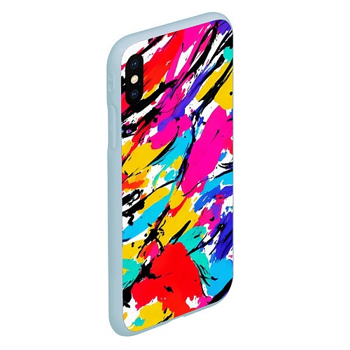 Чехол iPhone XS Max матовый Абстрактные узоры штрихи / 3D-Голубой – фото 2