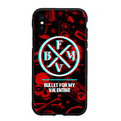 Чехол iPhone XS Max матовый Bullet For My Valentine rock glitch, цвет: 3D-черный