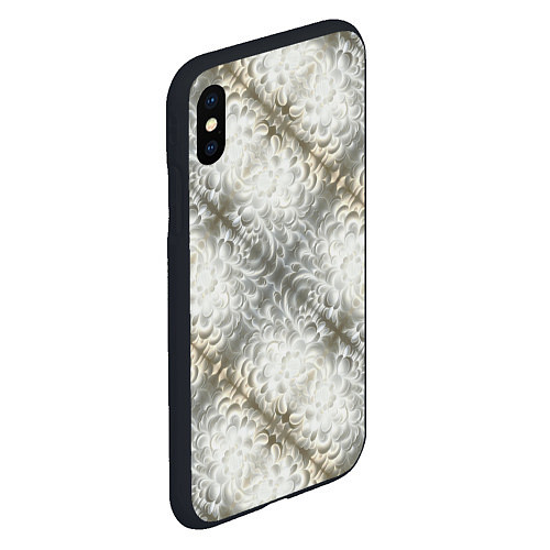 Чехол iPhone XS Max матовый Мягкие белые абстрактные цветы / 3D-Черный – фото 2