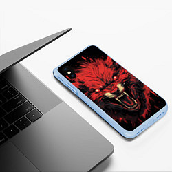 Чехол iPhone XS Max матовый Red wolf, цвет: 3D-голубой — фото 2