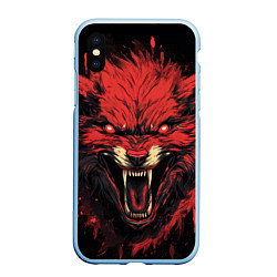 Чехол iPhone XS Max матовый Red wolf, цвет: 3D-голубой