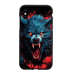 Чехол iPhone XS Max матовый Wolf black red