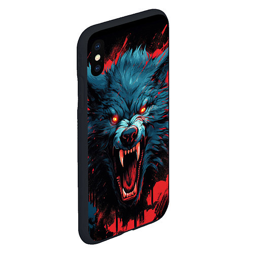 Чехол iPhone XS Max матовый Wolf black red / 3D-Черный – фото 2