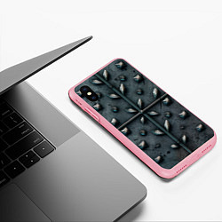Чехол iPhone XS Max матовый Металлический шипованный паттерн, цвет: 3D-баблгам — фото 2