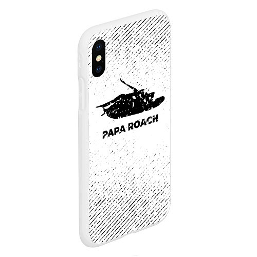 Чехол iPhone XS Max матовый Papa Roach с потертостями на светлом фоне / 3D-Белый – фото 2