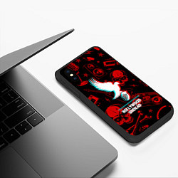 Чехол iPhone XS Max матовый Hollywood Undead rock glitch, цвет: 3D-черный — фото 2