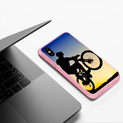 Чехол iPhone XS Max матовый Прыжок велосипедиста, цвет: 3D-баблгам — фото 2