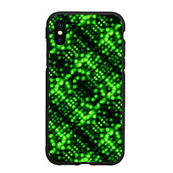 Чехол iPhone XS Max матовый Зеленые точечные ромбы, цвет: 3D-черный