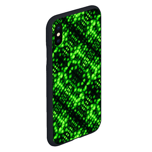 Чехол iPhone XS Max матовый Зеленые точечные ромбы / 3D-Черный – фото 2