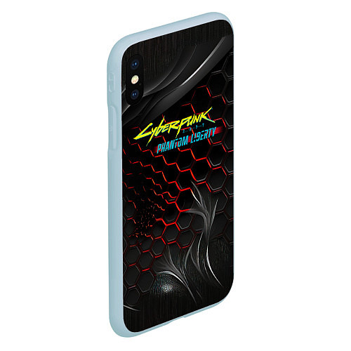 Чехол iPhone XS Max матовый Cyberpunk 2077 phantom liberty / 3D-Голубой – фото 2