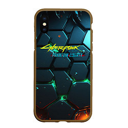 Чехол iPhone XS Max матовый Cyberpunk 2077 phantom liberty logo