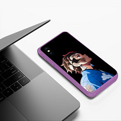 Чехол iPhone XS Max матовый Танджиро - клинок - минимализм, цвет: 3D-фиолетовый — фото 2