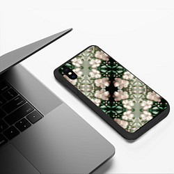 Чехол iPhone XS Max матовый Нежные розовые цветочки, цвет: 3D-черный — фото 2