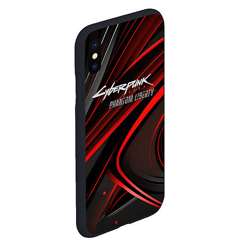 Чехол iPhone XS Max матовый Cyberpunk 2077 phantom liberty silver logo / 3D-Черный – фото 2