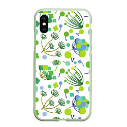 Чехол iPhone XS Max матовый Green bloom, цвет: 3D-салатовый