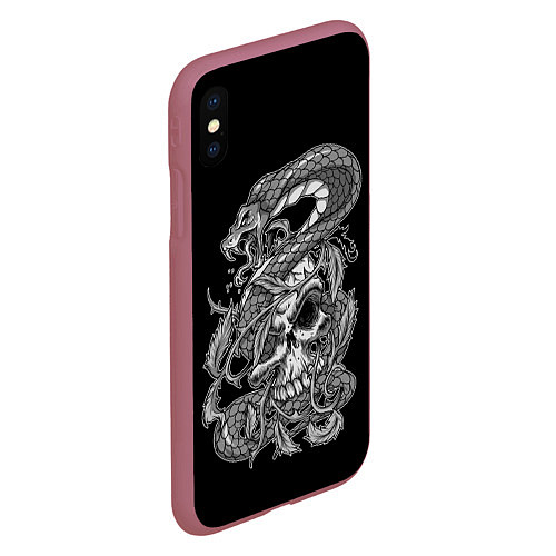 Чехол iPhone XS Max матовый Cobra and skull / 3D-Малиновый – фото 2