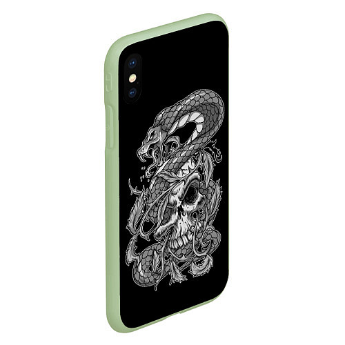 Чехол iPhone XS Max матовый Cobra and skull / 3D-Салатовый – фото 2