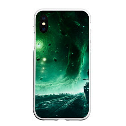 Чехол iPhone XS Max матовый Космическая буря, цвет: 3D-белый