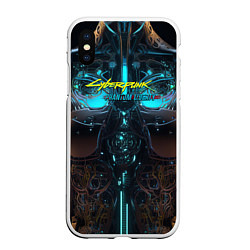 Чехол iPhone XS Max матовый Cyberpunk 2077 phantom liberty cyborg, цвет: 3D-белый