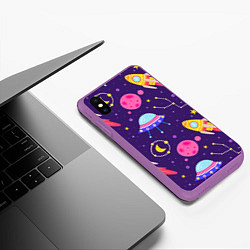 Чехол iPhone XS Max матовый Космическая тема паттерн, цвет: 3D-фиолетовый — фото 2
