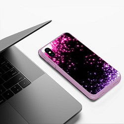 Чехол iPhone XS Max матовый Неоновые звезды - neon, цвет: 3D-сиреневый — фото 2