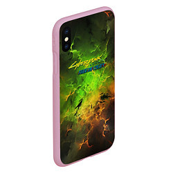 Чехол iPhone XS Max матовый Cyberpunk 2077 phantom liberty green, цвет: 3D-розовый — фото 2