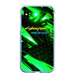 Чехол iPhone XS Max матовый Cyberpunk 2077 phantom liberty neon green, цвет: 3D-голубой